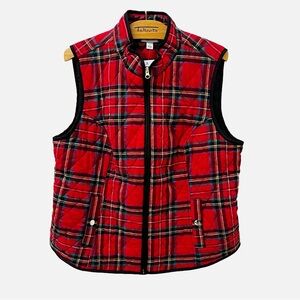 Kohl’s Croft & Barrow Classic Quilted Red Plaid Vest w/Gold Tinsel Threads NWT